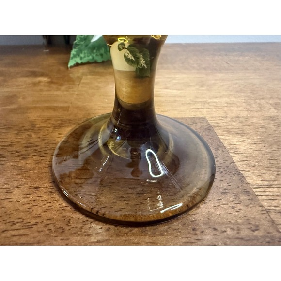 Vintage Amber Pedestal Wine Glasses Libbey Style MCM Barware Set Holiday - Picture 6 of 7